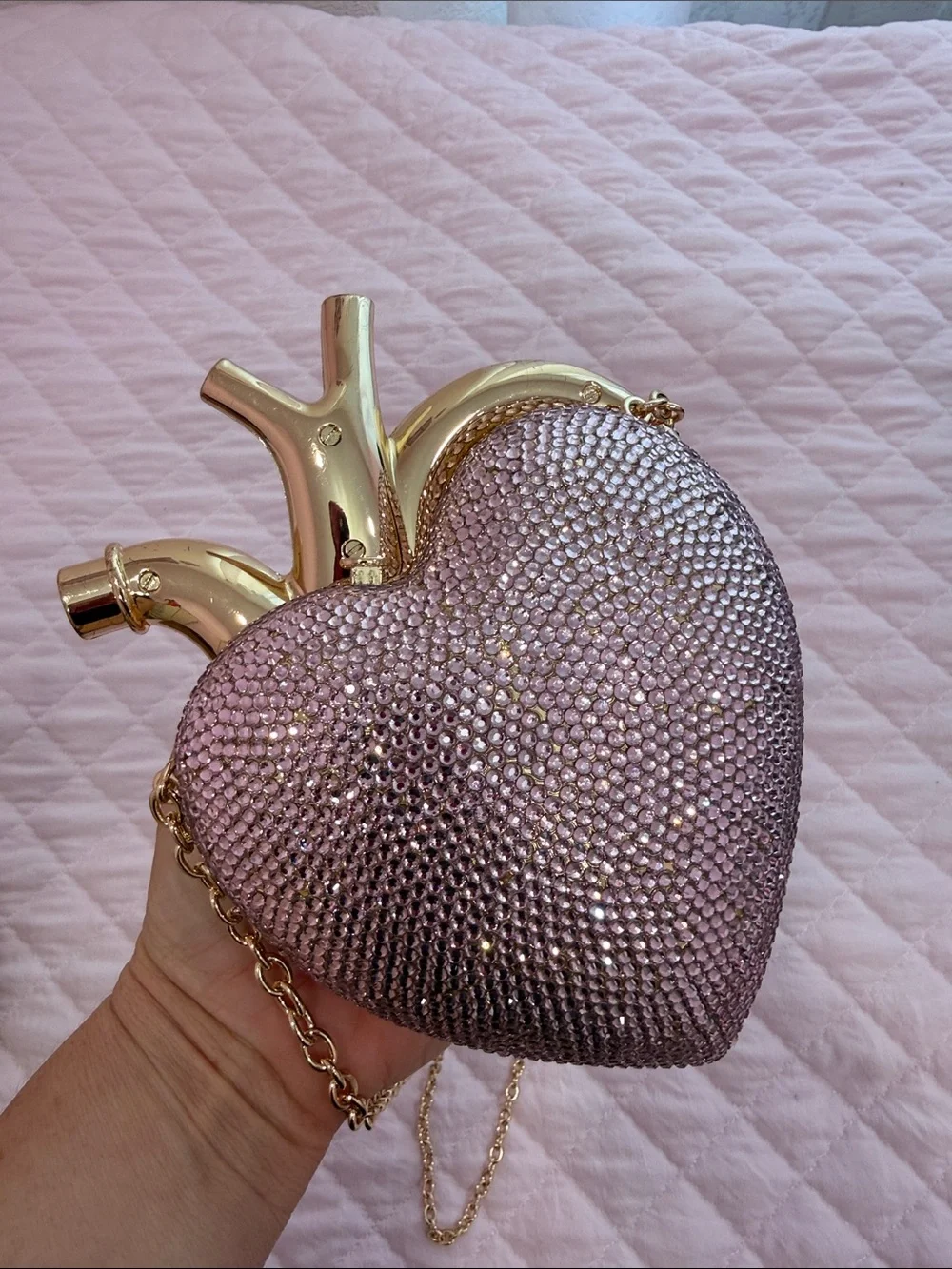 JW PEI Gold and Pink Heart-Shaped Crossbody Bag - Picture 6 of 9